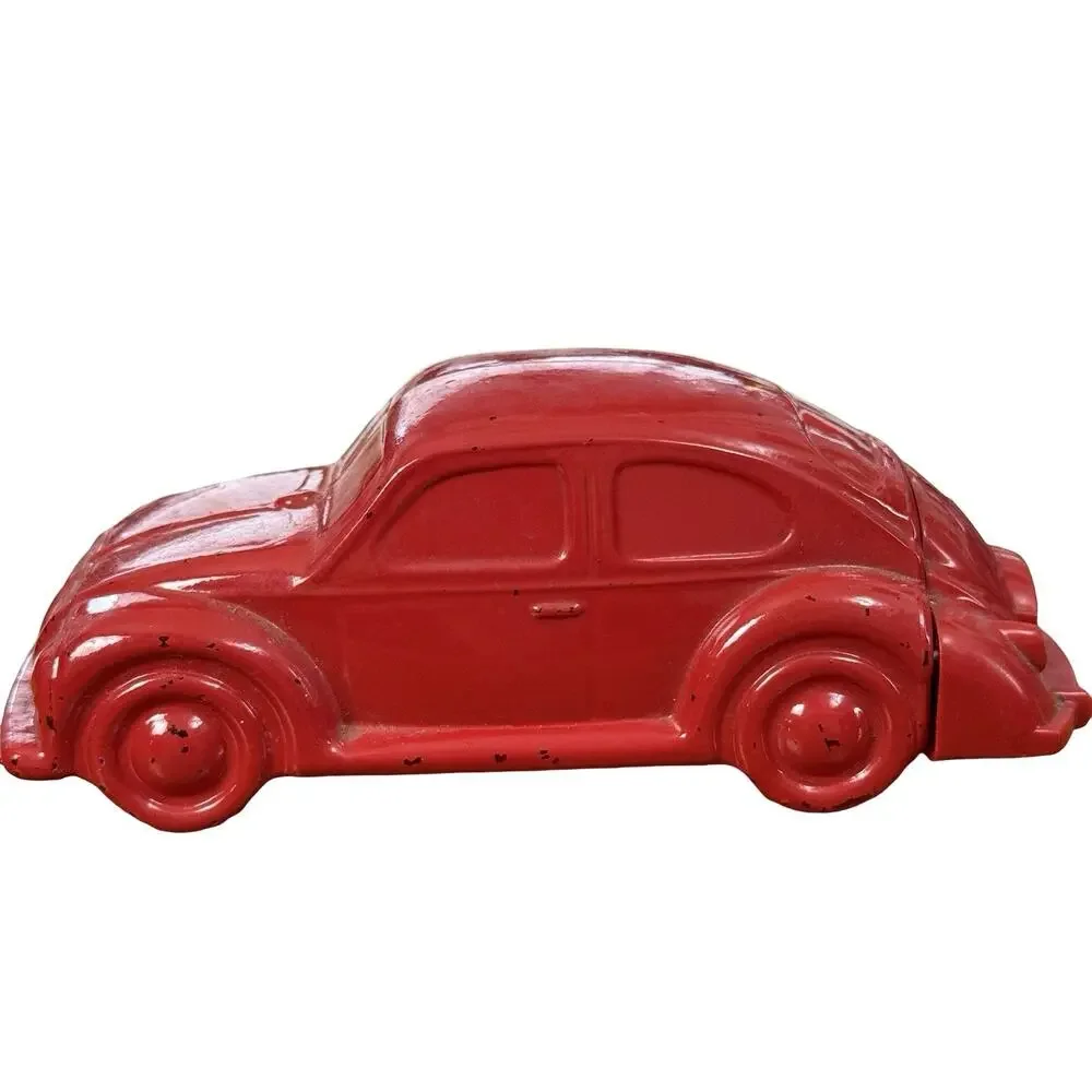 Avon Vintage Volkswagon Bug Car Red Collectible Bottle Cologne Glass Empty